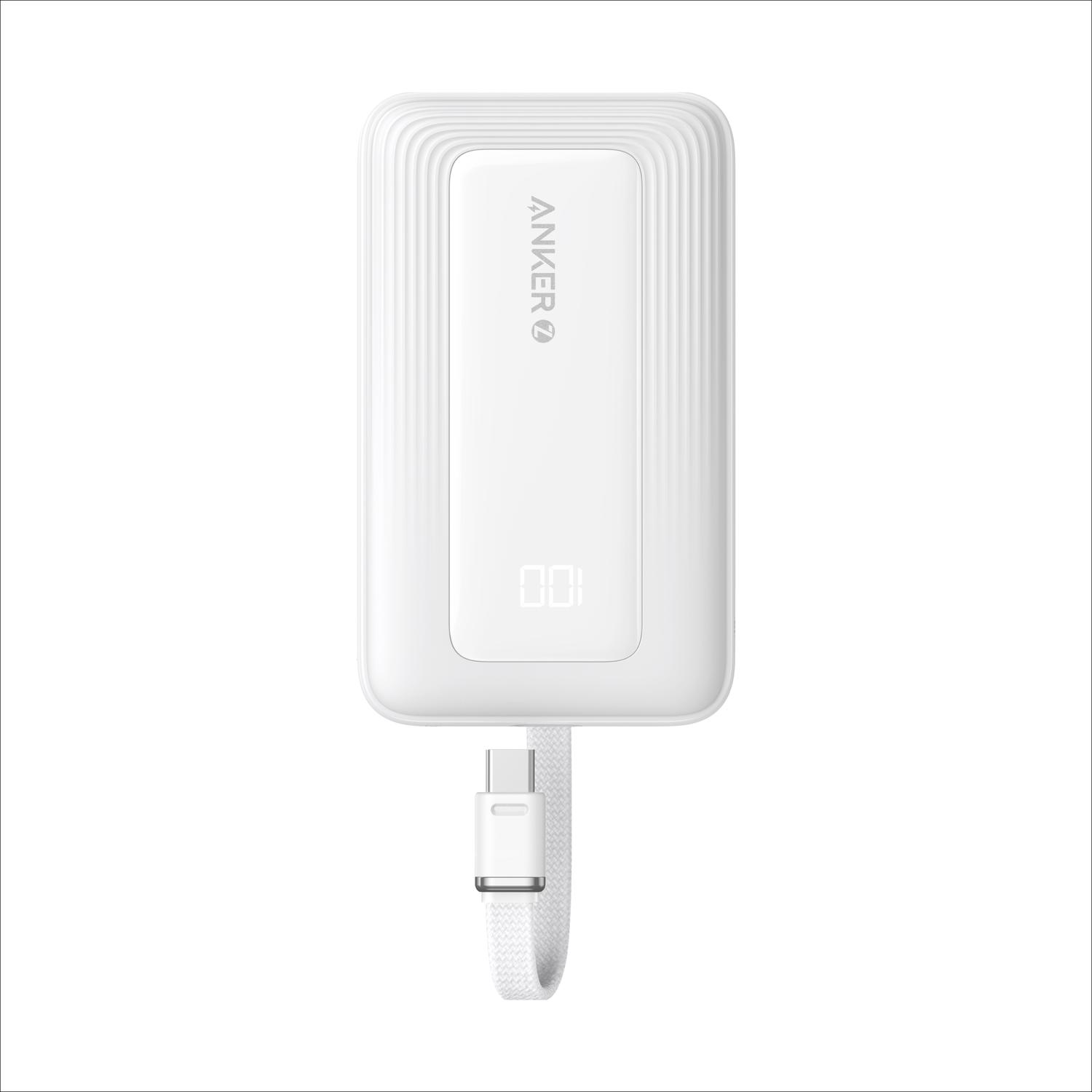 Anker Power Bank 10000 mAh 30W Built-In USB-C Kablovi Bela