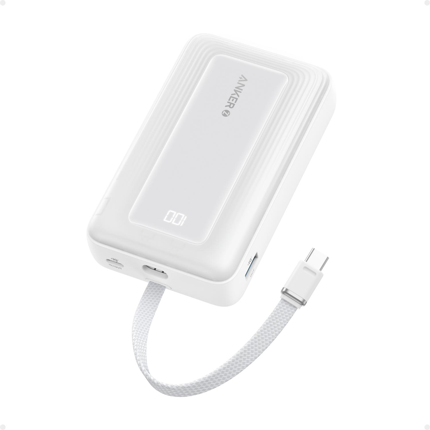 Anker Power Bank 20000 mAh 30W Built-In USB-C Kablovi Bela
