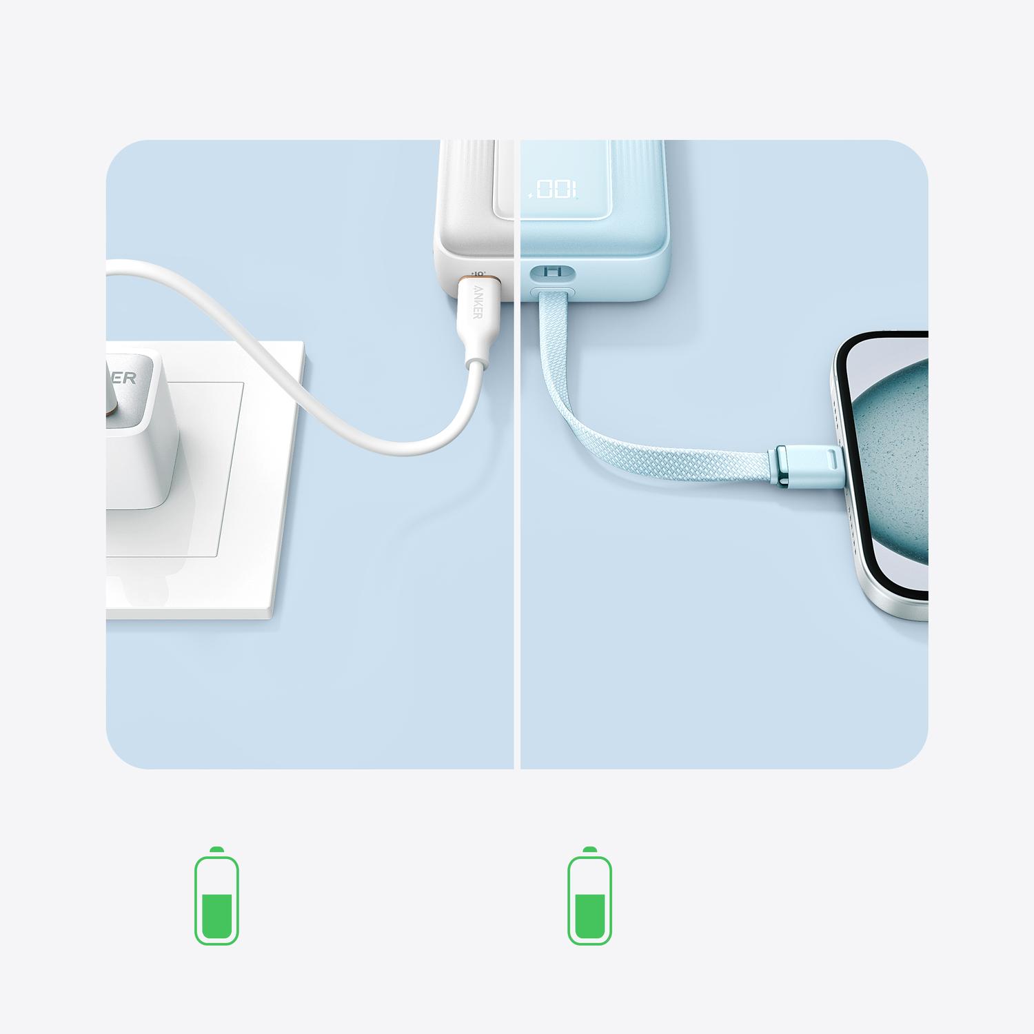 Anker Power Bank 20000 mAh 30W Built-In USB-C Kablovi Plava