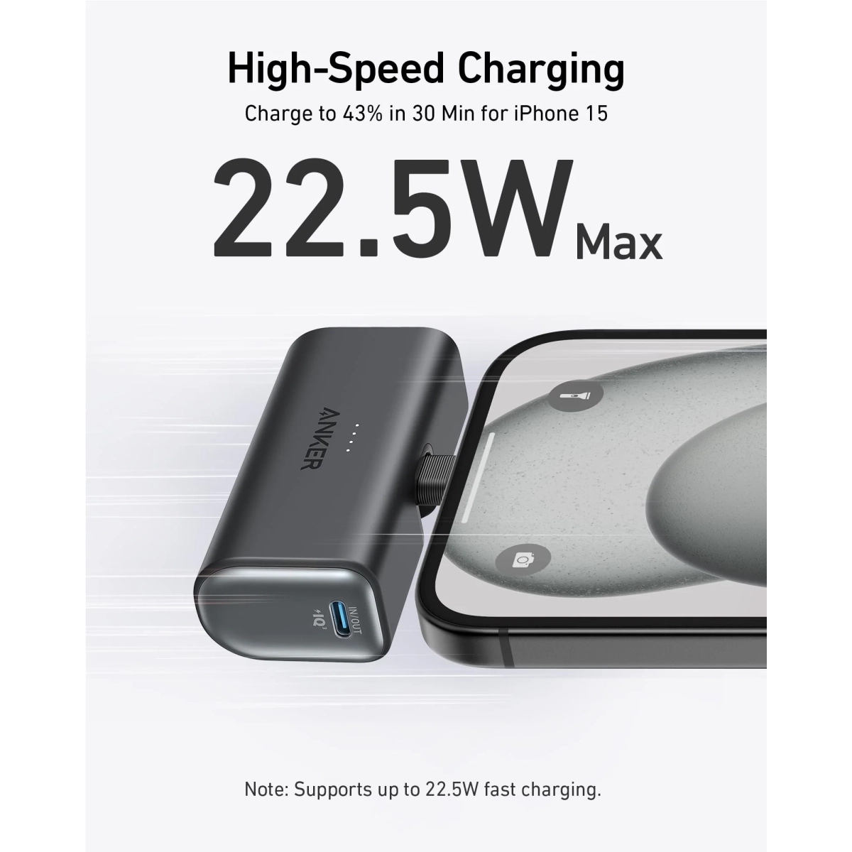 Anker Nano Power Bank 22.5W Built-In USB-C konektor Crna