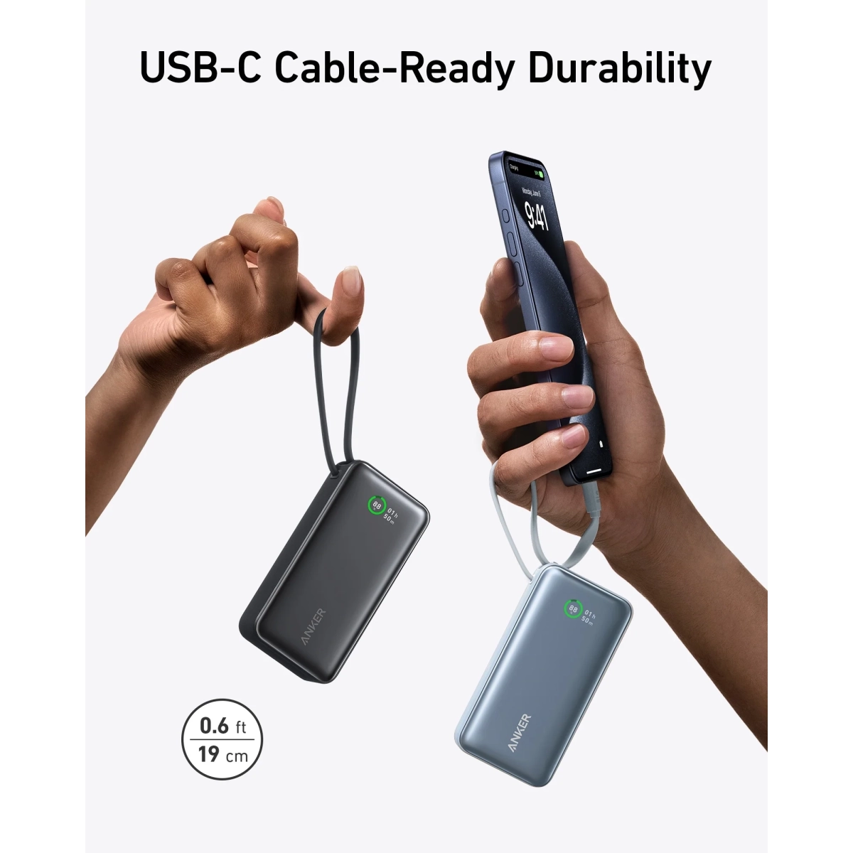 Anker Nano Power Bank 30W Built-In USB-C Kablovi Zelena