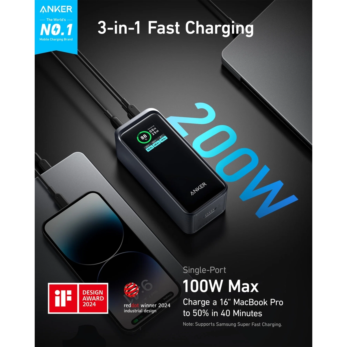 Anker Prime Power Bank 20000mAh 200W