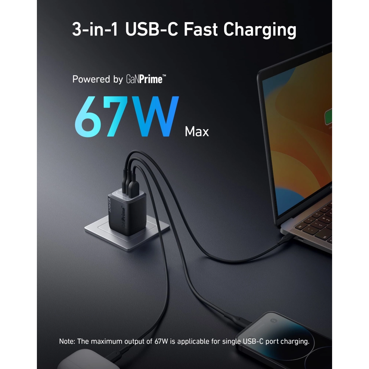 Anker 336 Punjač 67W Crna