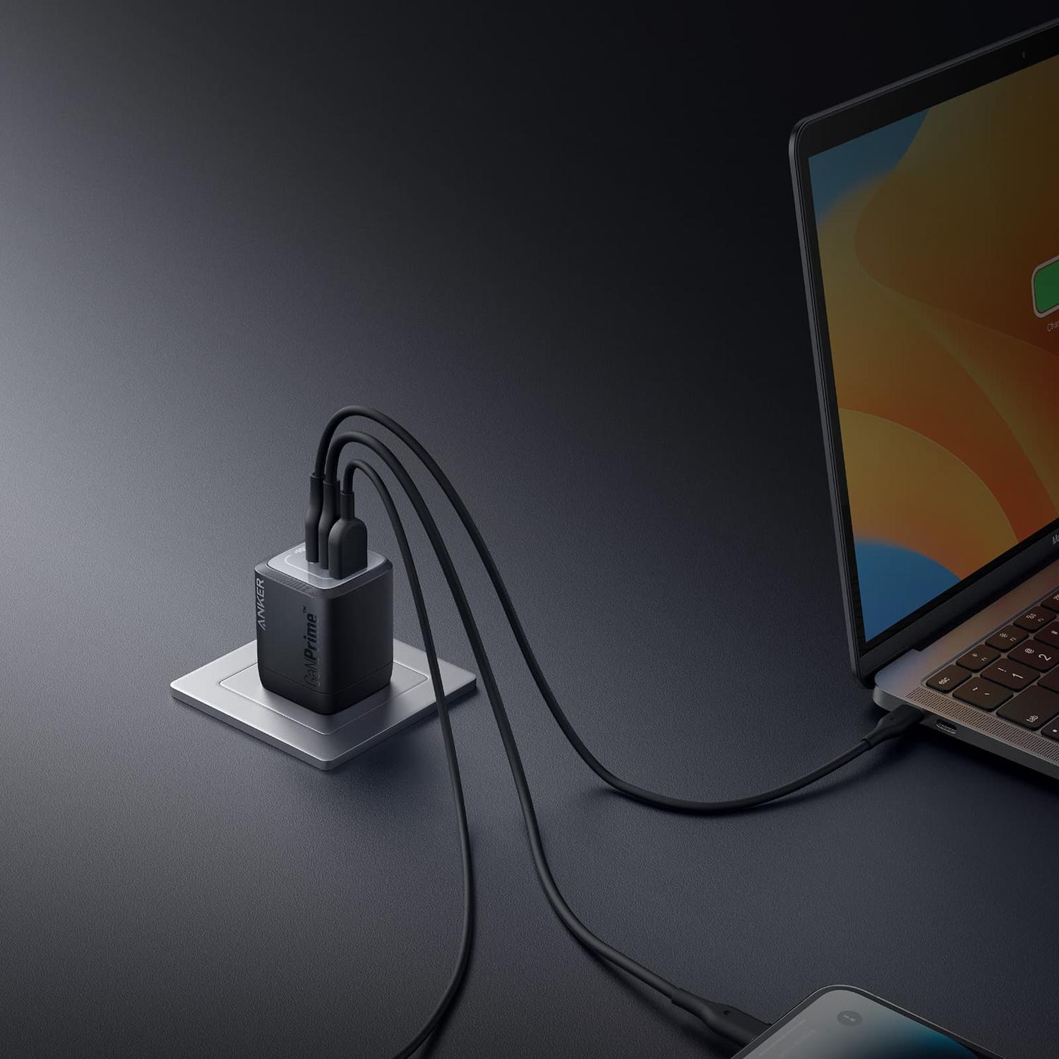 Anker Prime Punjač GaN 67W 3 Ports Crna