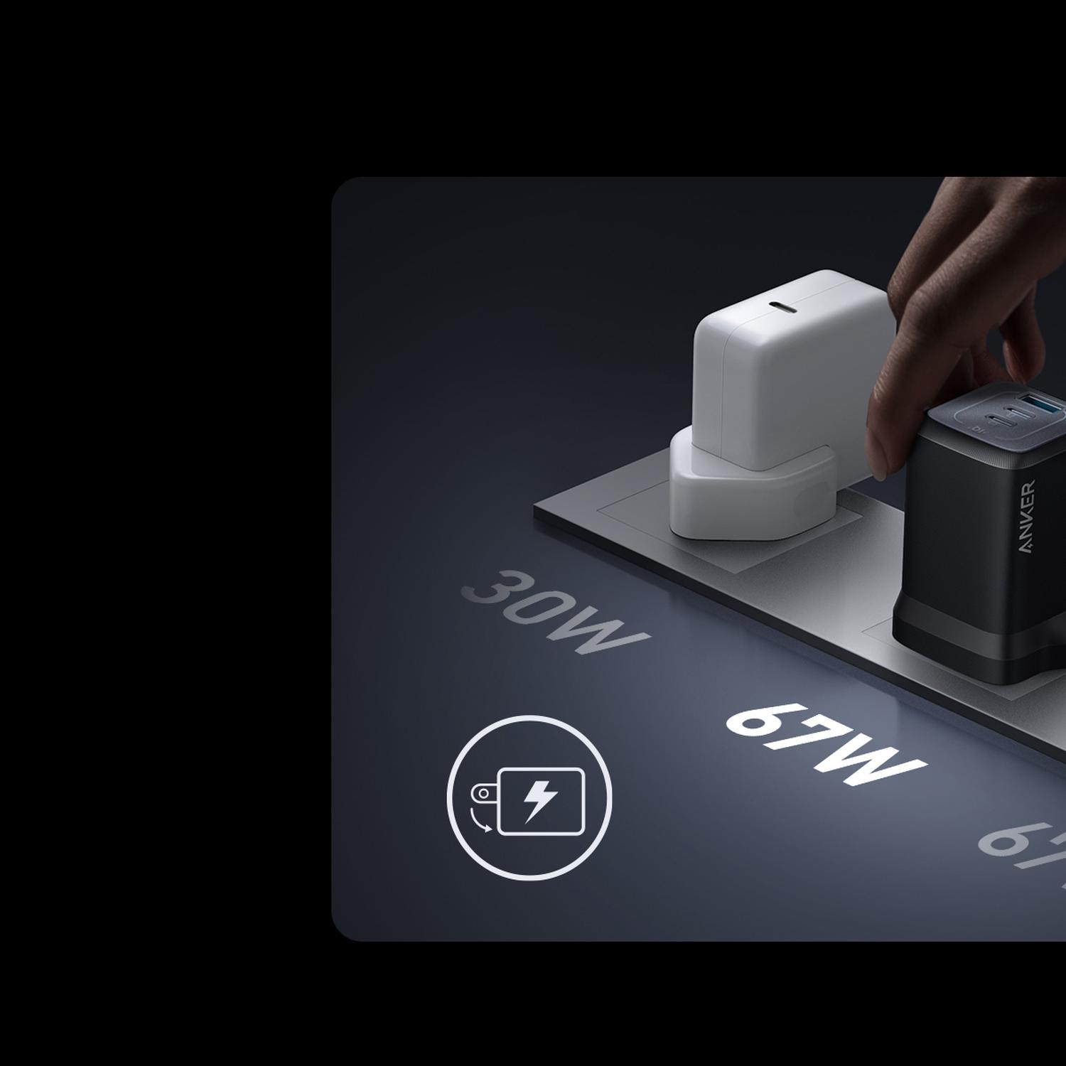Anker Prime Punjač GaN 67W 3 Ports Crna