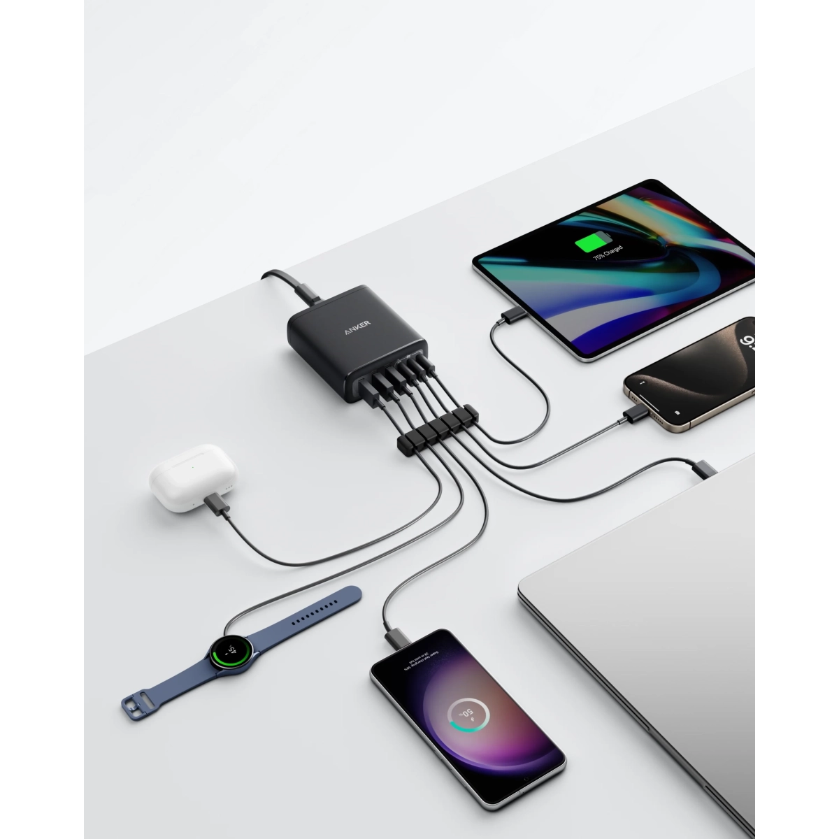 Anker Punjač 112W GaN 6 Ports Crna