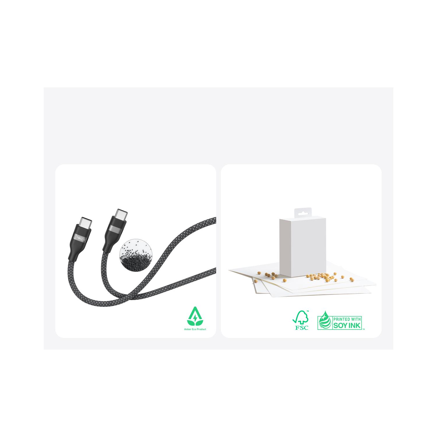 Anker Kabl USB-C na USB-C 6ft 240W Upcycled-Braided Crna