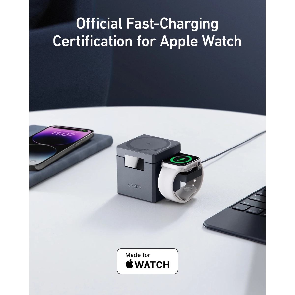 Anker Cube 3-u-1 MagSafe Crna