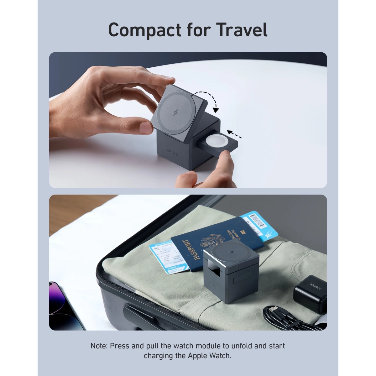 Anker Cube 3-u-1 MagSafe Crna