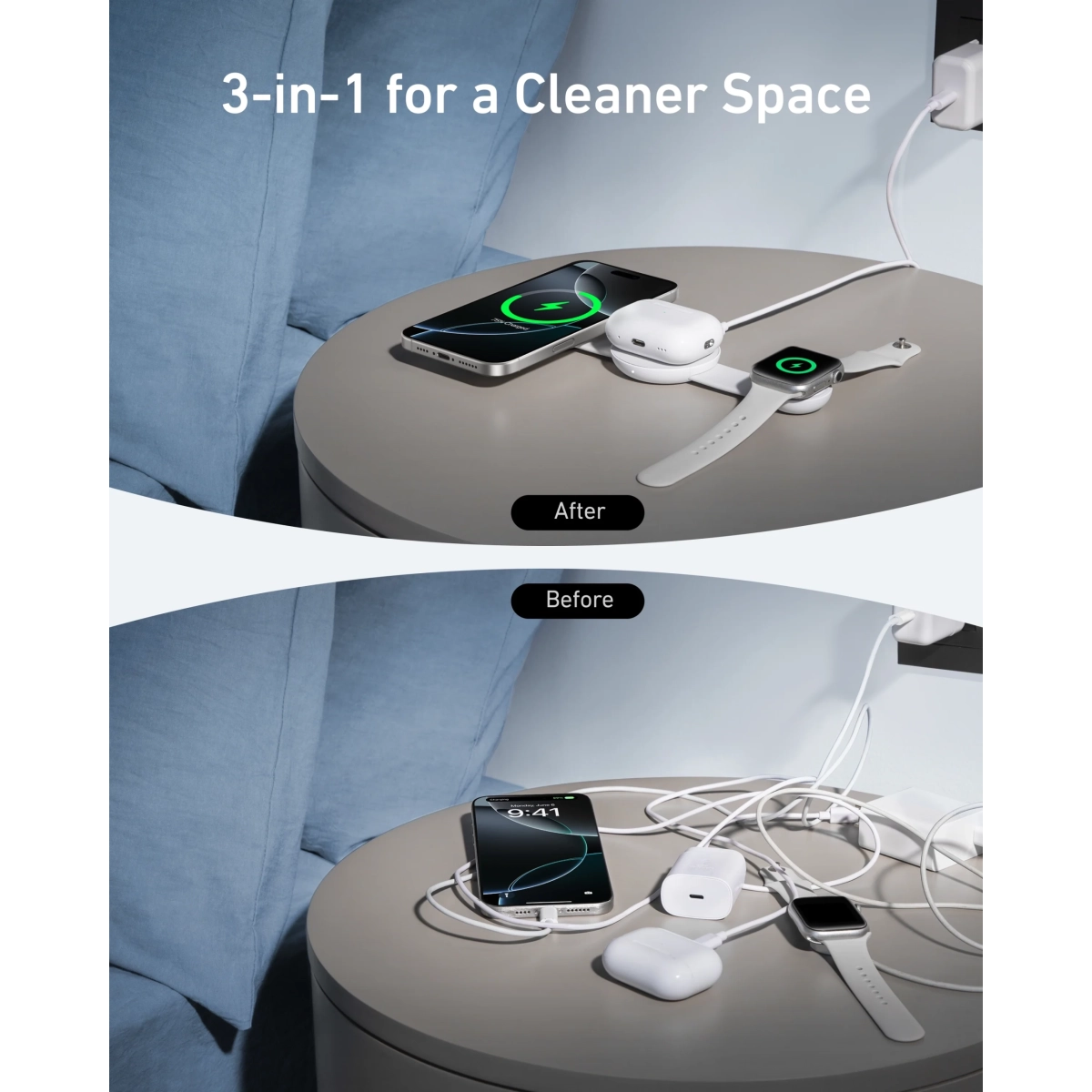 Anker MagGo Bežični punjač 3-u-1 Foldable Pad Zelena