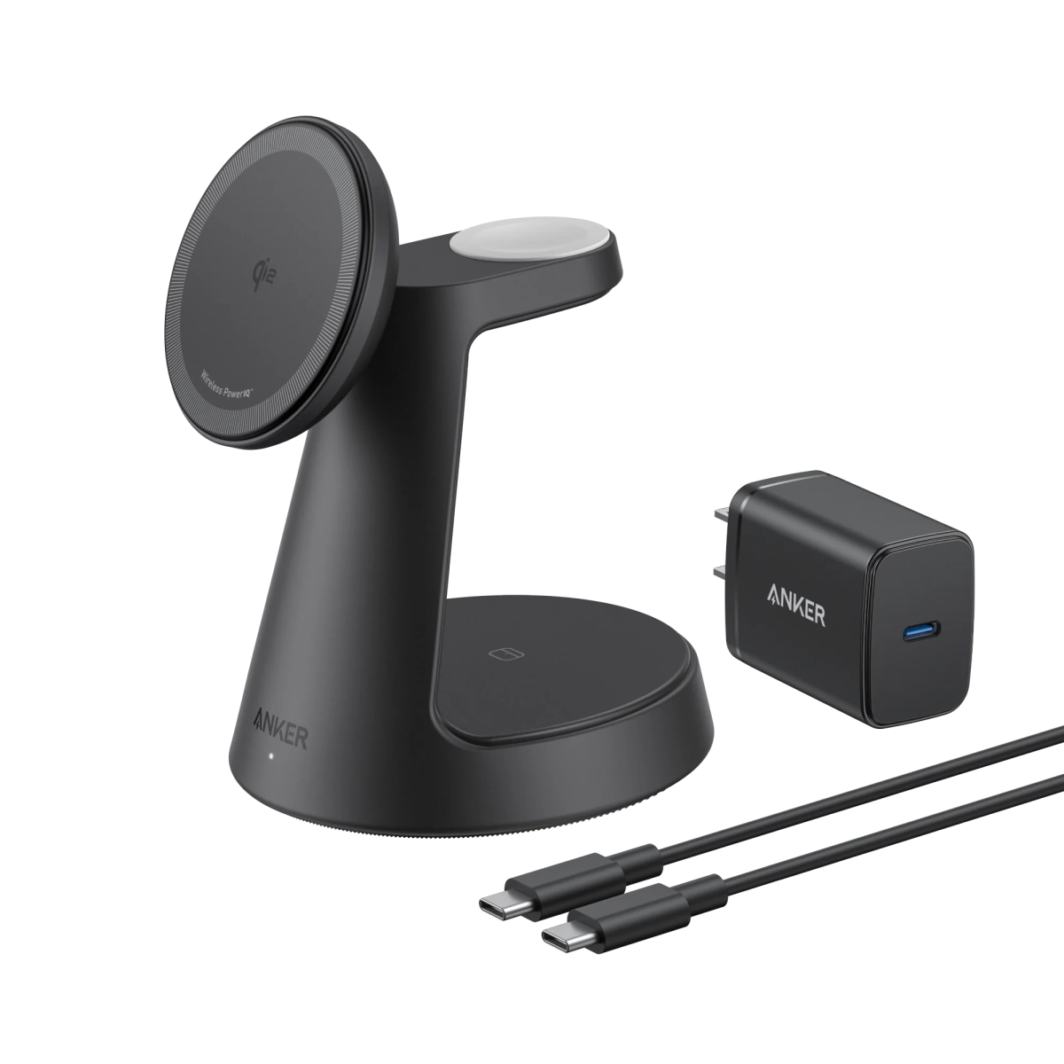Anker MagGo Bežični punjač Dock Stand 3-u-1 komplet sa kablovima i punjačem Crna