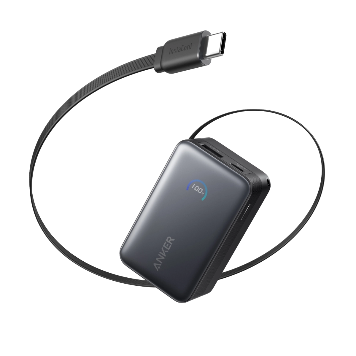 Anker Nano Power Bank 10000 mAh 45W Built-In Retractable USB-C Kablovi Crna