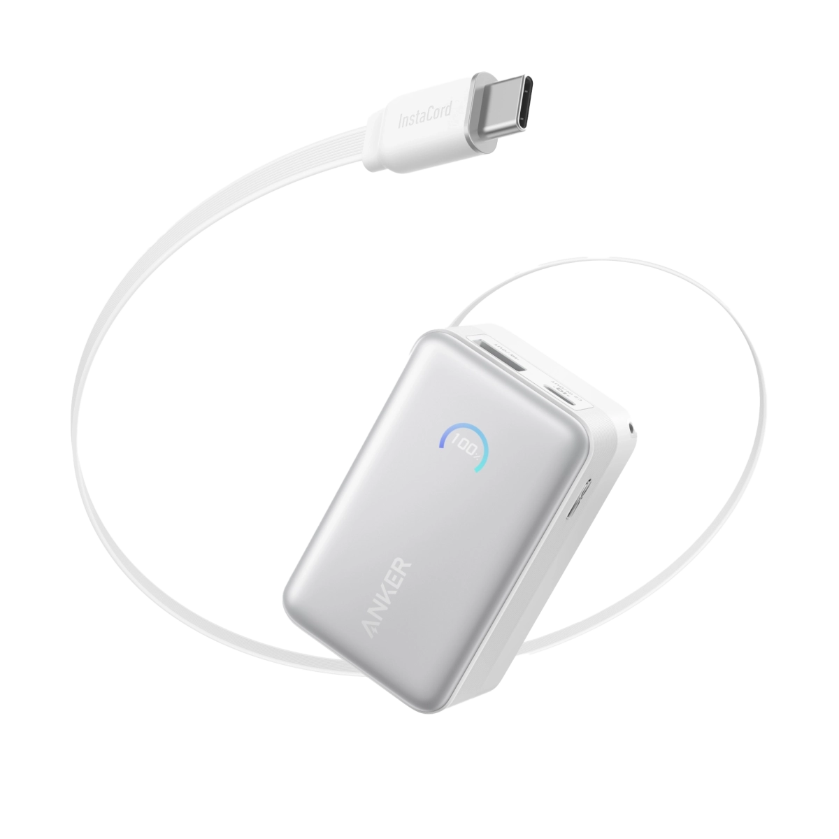 Anker Nano Power Bank 10000 mAh 45W Built-In Retractable USB-C Kablovi Bela