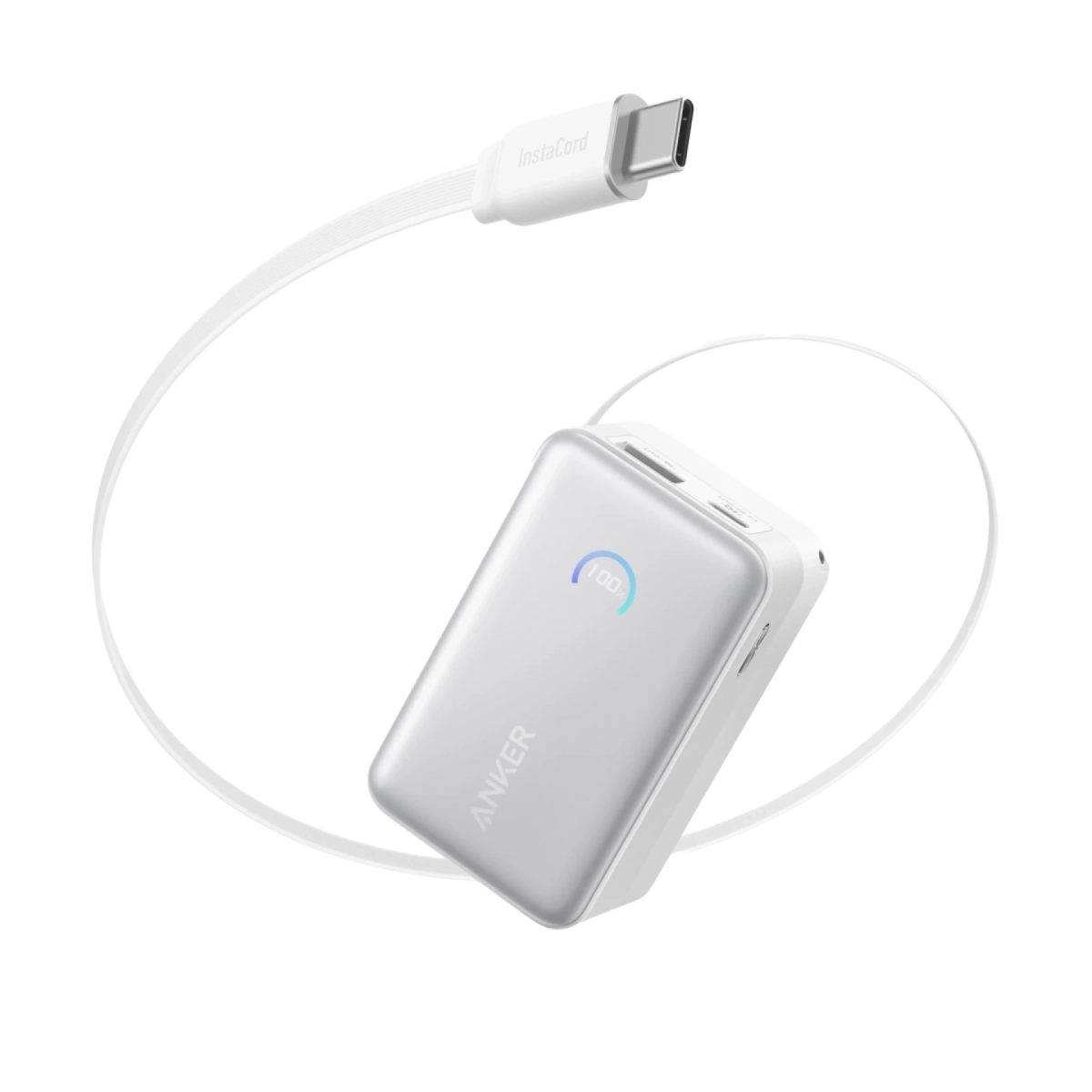 Anker Power Bank Nano 10.000 mAh 45W Built-In Retractable USB-C Kablovi Bela
