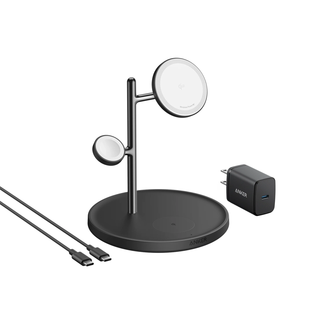 Anker MagGo Wireless Charging Station (15W, 3-in-1 Stand) with Kablovi and charger bundle Black 2