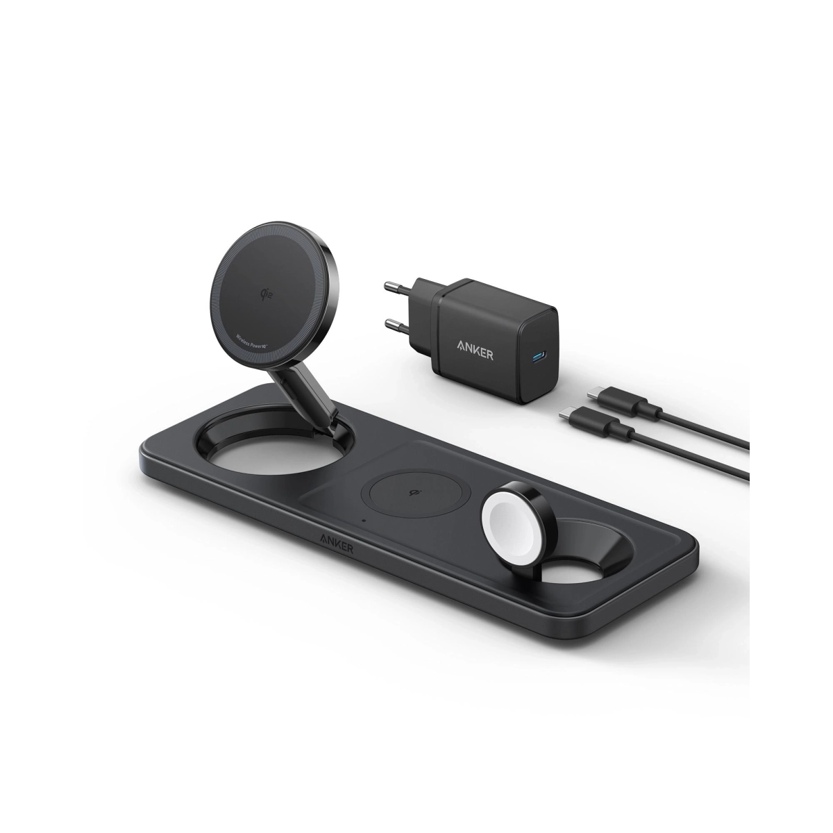 Anker Bežični punjač MagGo 15W Stoni 3-u-1 Crna Set