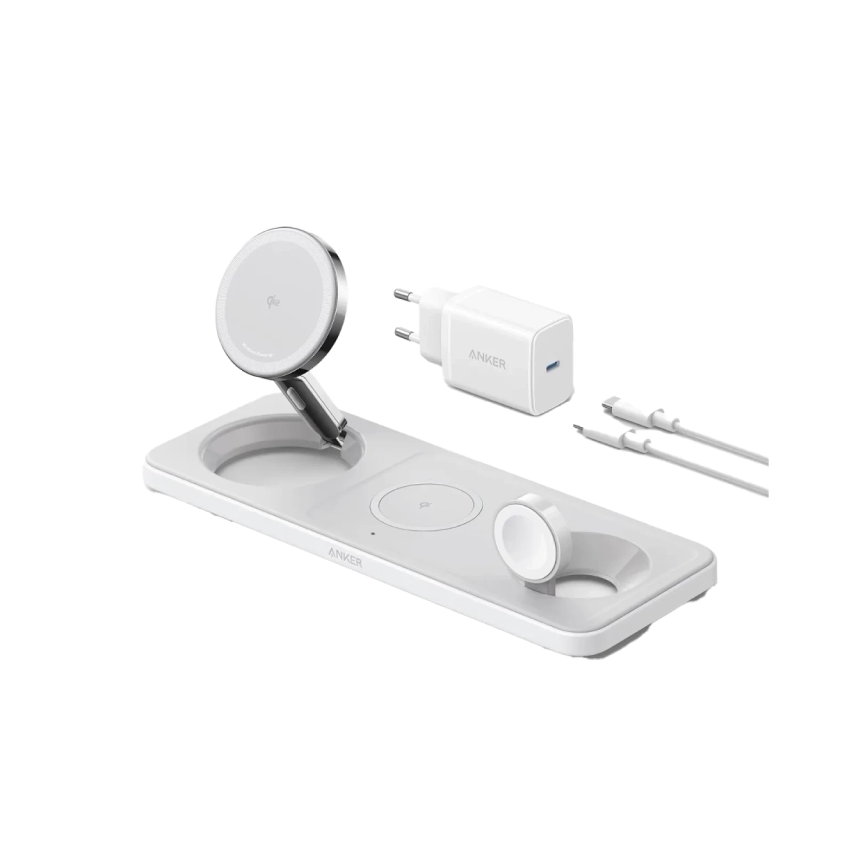 Anker Bežični punjač MagGo 15W Stoni 3-u-1 Bela Set