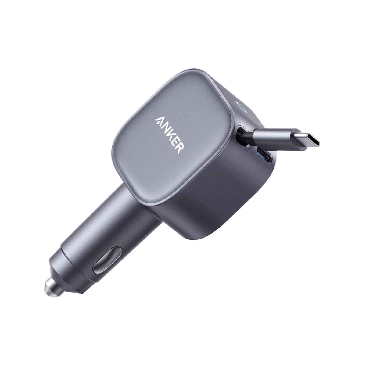 Anker Punjač Auto 75W Nano 75W  Built-In Retractable USB-C Siva
