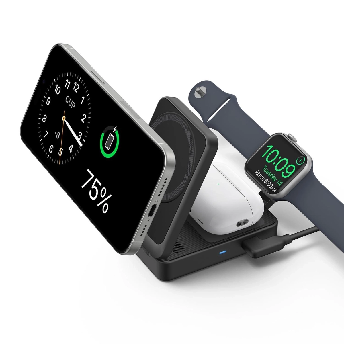 Anker MagGo Wireless Charging Station (15W, Foldable 3-in-1) crna