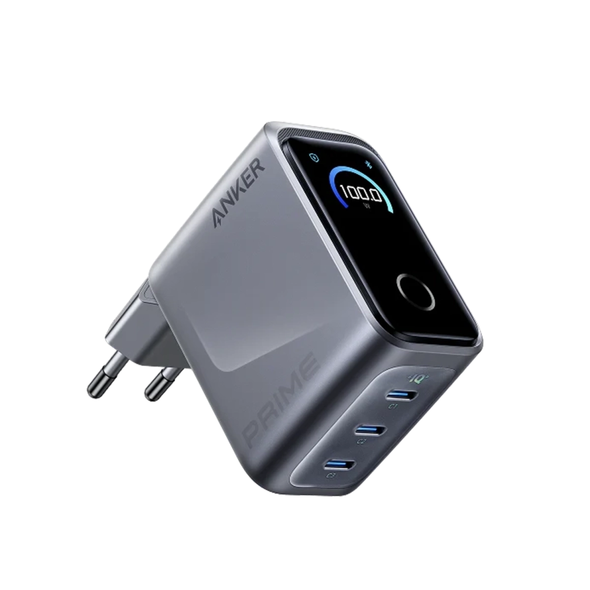 Anker Charger (100W, 3 Ports, Display) tamno siva